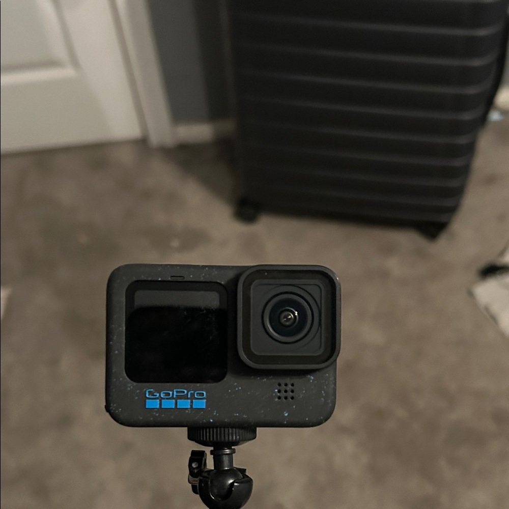 GoPro Camera with Black and Blue Accents